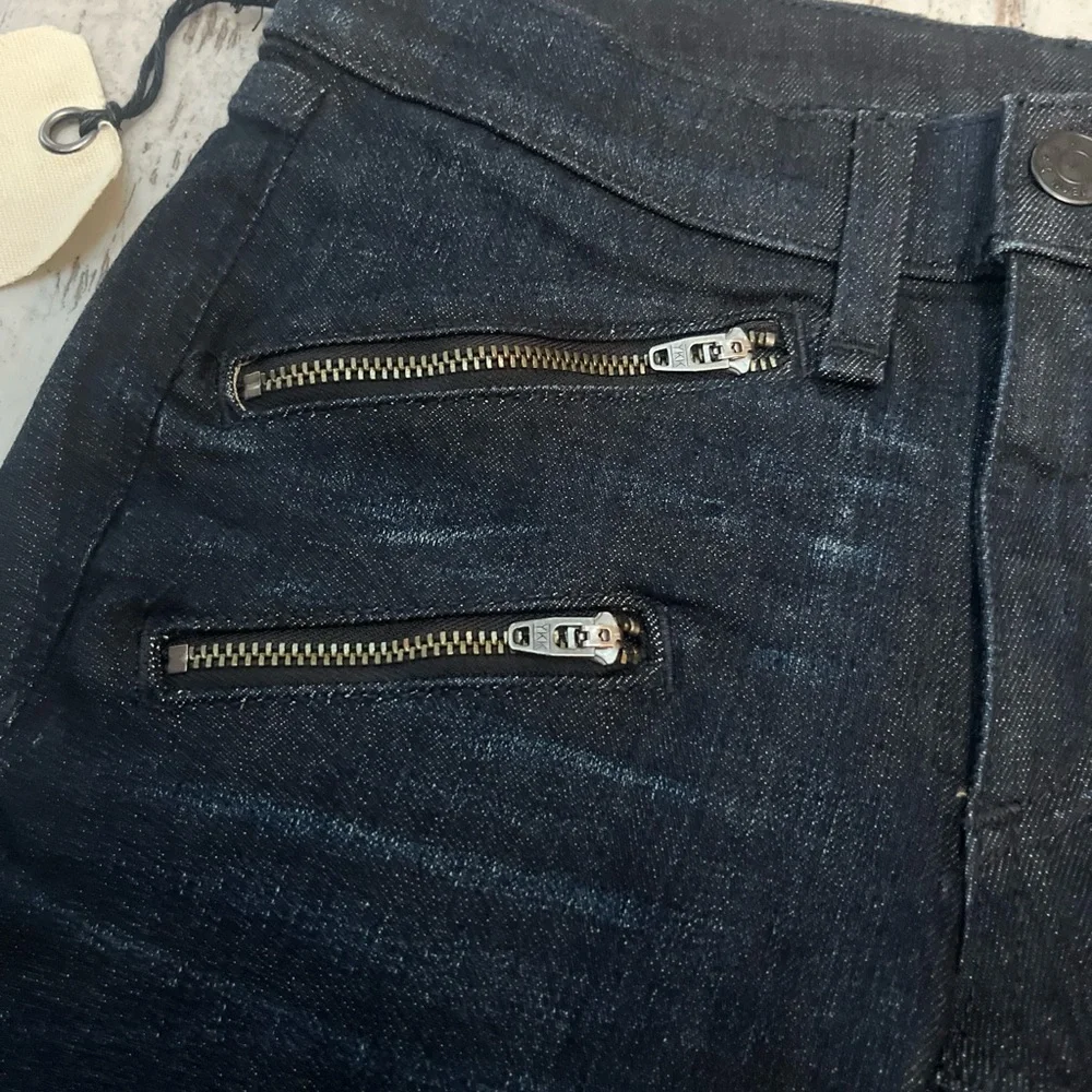 Rag & Bone Kensington Moto Skinny Jeans Dark Blue Zip Detail Size 24 NWT - Picture 10 of 16
